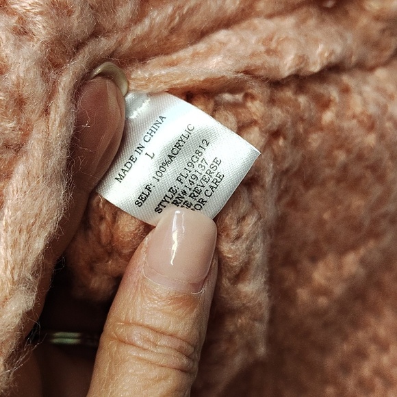 Favlux Knit Sweater Size Large Pink Balloon Sleeve V Neck Relaxed Fit - Picture 4 of 6